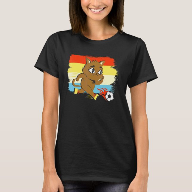 Camiseta Gato Animal Jugando Fútbol (Anverso)