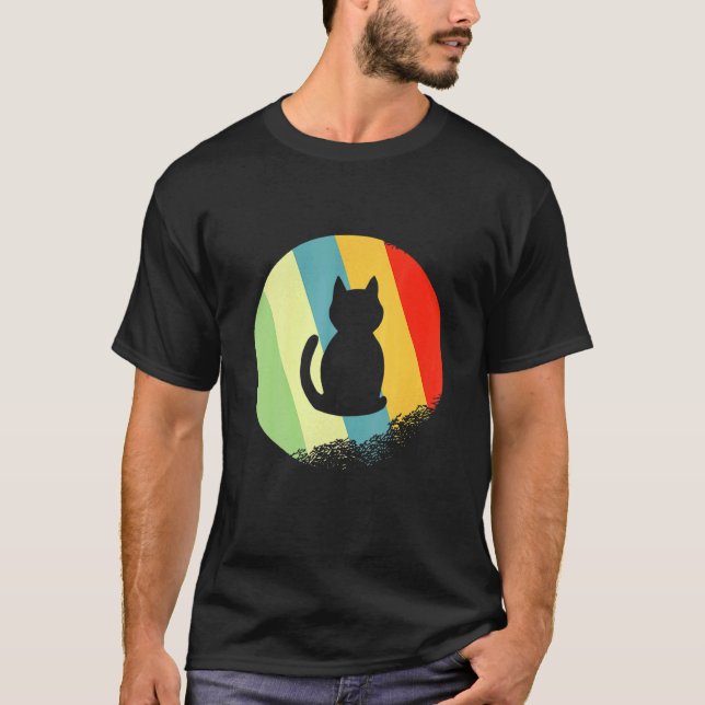 Camiseta Gato Animal Redondo Con Colores Retro (Anverso)