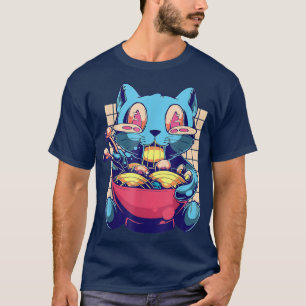 Camiseta Gato Anime Kawaii come Ramen japonés 
