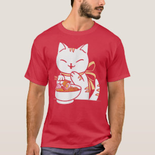 Camiseta Gato anime lindo Gato Kawaii Gato Ramen Noodle Ani