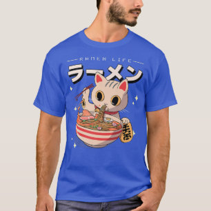 Camiseta Gato Anime Ramen Fideos Japoneses Oro Retro Lucky