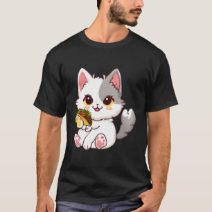 Camiseta Gato anime Taco Kawaii Neko Gato de comida japonés