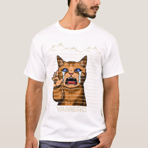 Camiseta Gato Anime Yamero Divertido Meme Llorando Retro