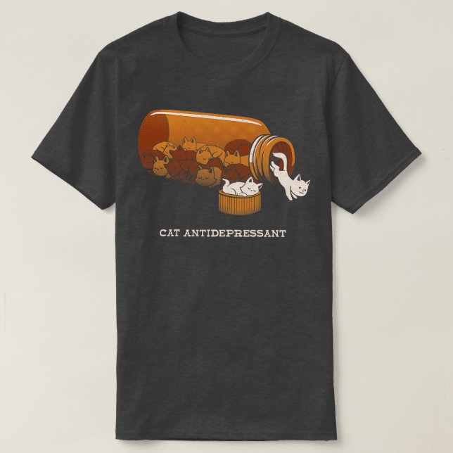 Camiseta Gato antidepresivo de Tobe Fonseca (Diseño del anverso)