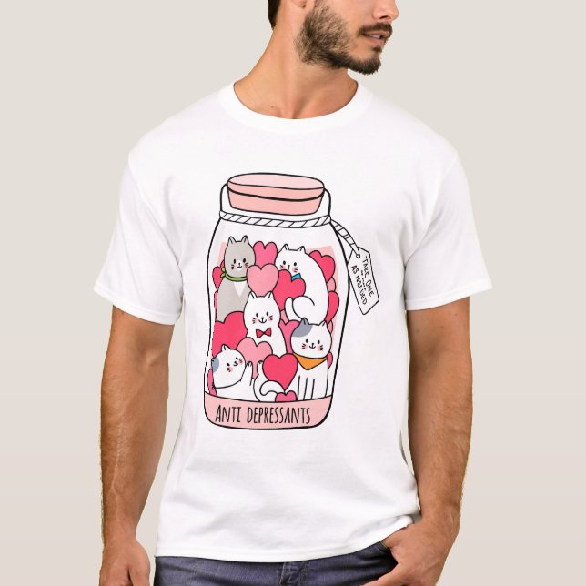Camiseta Gato antidepresivo divertido regalo para el amante (Anverso)