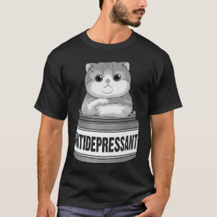 Camiseta Gato Antidepresivo Para Hombres Mujeres Gato Genia