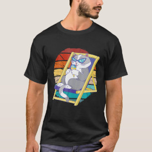 Camiseta Gato Antiguo Comiendo Helado con Gafas de Sol