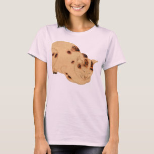 Camiseta Gato antiguo durmiente Bloque de madera japonés Uk