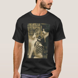 Camiseta Gato Antiguo Fumando Tatuaje Gato Artista Divertid