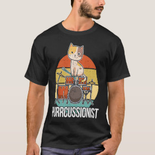 Camiseta Gato Antiguo Tocando la Batería Bateristas Percusi