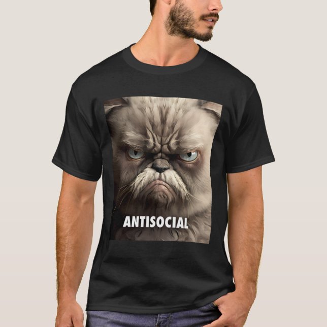 Camiseta Gato antisocial gruñón No. 1 (Anverso)