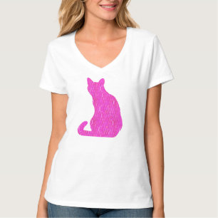Camiseta Gato arabesco - fucsia, rosa intenso