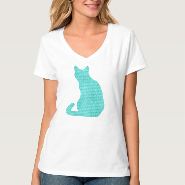 Camiseta Gato arabesco - tonos de turquesa (Anverso)