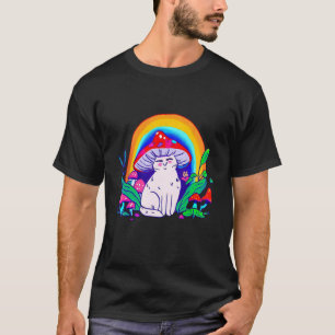Camiseta Gato arco iris con hongo Gorra