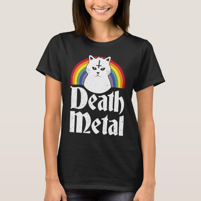 Camiseta Gato Arcoíris Death Metal (Anverso)