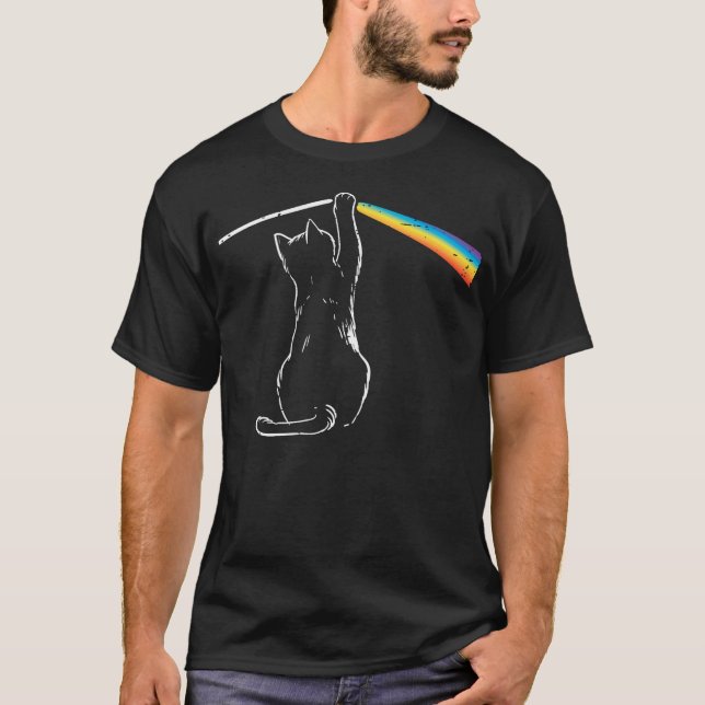 Camiseta Gato Arcoiris Luz Guay Prisma Ciencia Hombres Espe (Anverso)