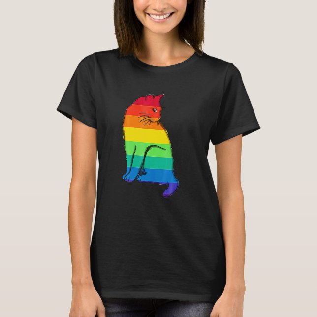 Camiseta Gato Arcoíris Orgullo Gay L (Anverso)