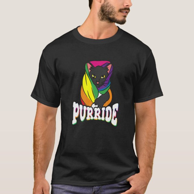 Camiseta Gato Arcoíris Orgullo Purride (Anverso)