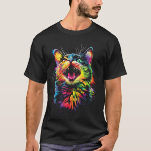 Camiseta Gato Arcoíris Pop Art