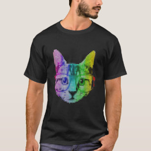 Camiseta Gato Arcoíris Pop Con Gafas Gatos Coloridos
