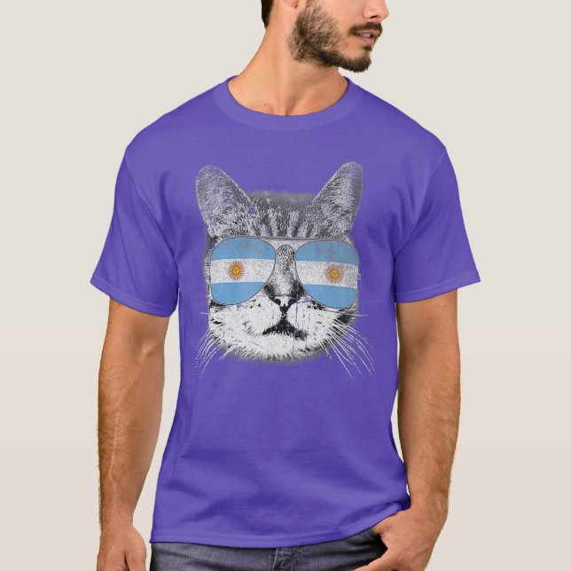 Camiseta Gato Argentina Bandera País Regalo Hombres Gracios (Anverso)