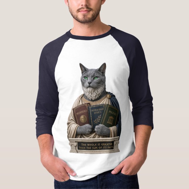 Camiseta Gato Aristoteles Azul Ruso (Anverso)