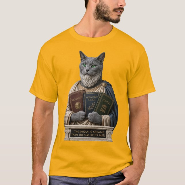 Camiseta Gato Aristoteles Azul Ruso (Anverso)