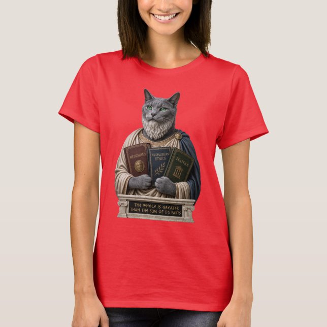 Camiseta Gato Aristoteles Azul Ruso (Anverso)