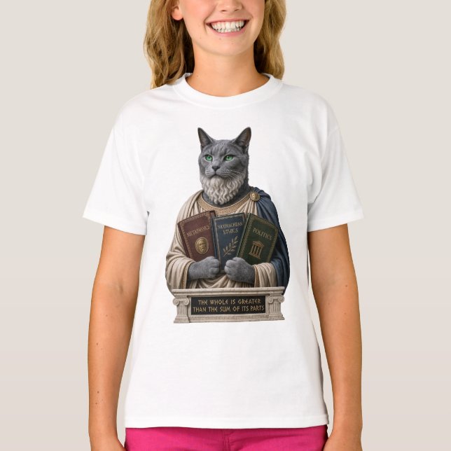 Camiseta Gato Aristotélico Azul Ruso (Anverso)