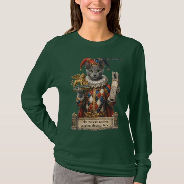 Camiseta Gato Arlequín Azul Ruso (Anverso)
