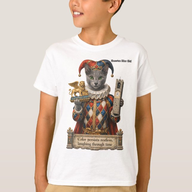 Camiseta Gato Arlequín Azul Ruso (Anverso)
