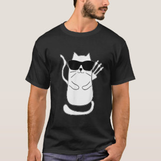 Camiseta Gato Arquero Divertido Arco De Tiro Arquería Retro