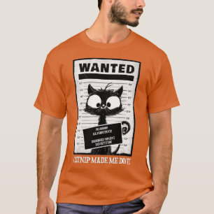 Camiseta Gato arrestado en prisión. Gato buscado.