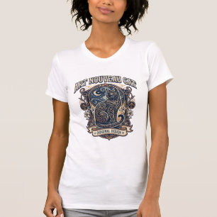 Camiseta Gato Art Nouveau Arte Gato Vintage Vector Art Nouv