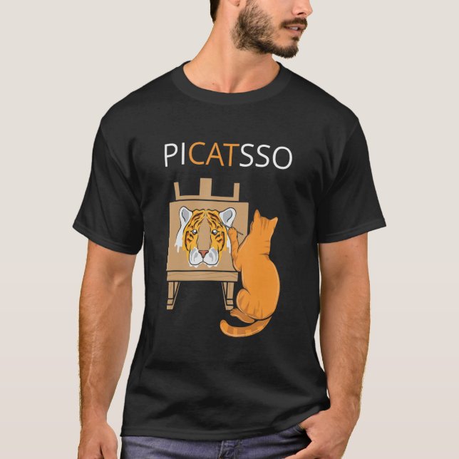 Camiseta Gato Artista Picatsso Gatito Pinta una acuarela (Anverso)