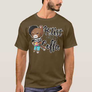 Camiseta Gato artístico alimentado por el café