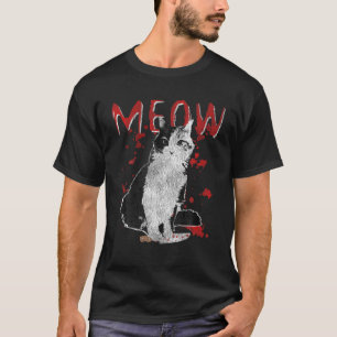Camiseta Gato Asesino Con Ropa De Cuchillo De Sangre De Cuc