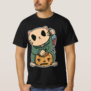 Camiseta Gato asesino lindo con calabaza - Halloween fantas