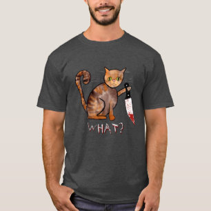 Camiseta Gato asesino, mano pintada, Humor de dueño de gato