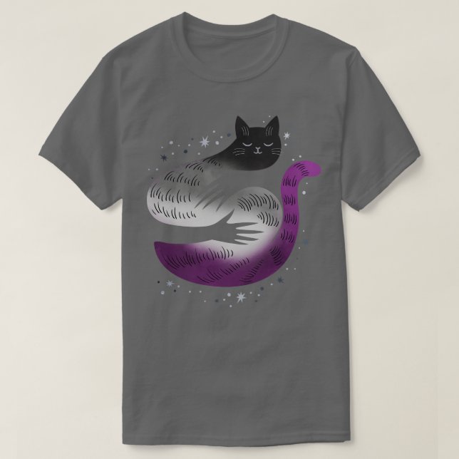Camiseta Gato asexual abraza la bandera del orgullo LGBT (Diseño del anverso)