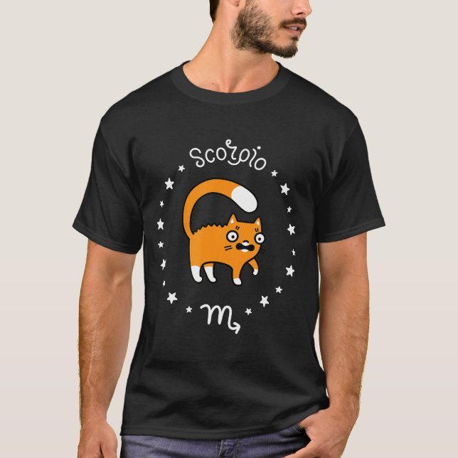 Camiseta Gato Astrología Horoscopio Zodiac Rótulo de cumple (Anverso)
