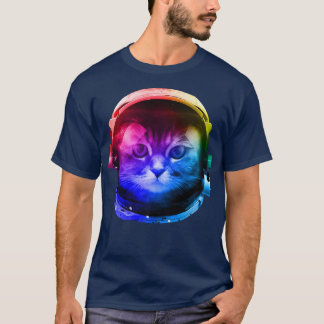 Camiseta Gato astronauta colorido 