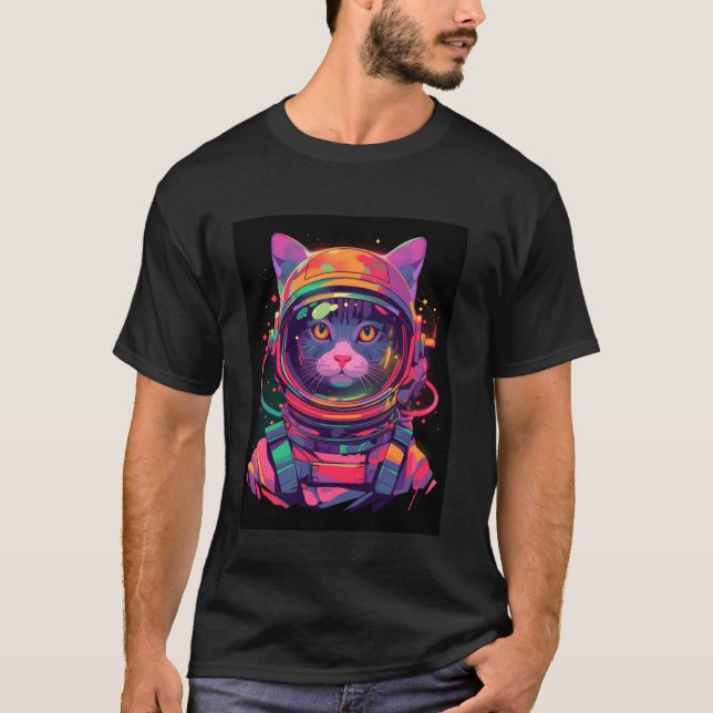 Camiseta Gato Astronauta Colorido 1 (Anverso)