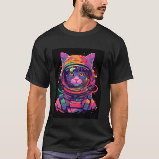 Camiseta Gato Astronauta Colorido 1