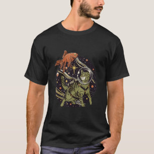 Camiseta Gato Astronauta Con Pescado Para Hombres Mujeres