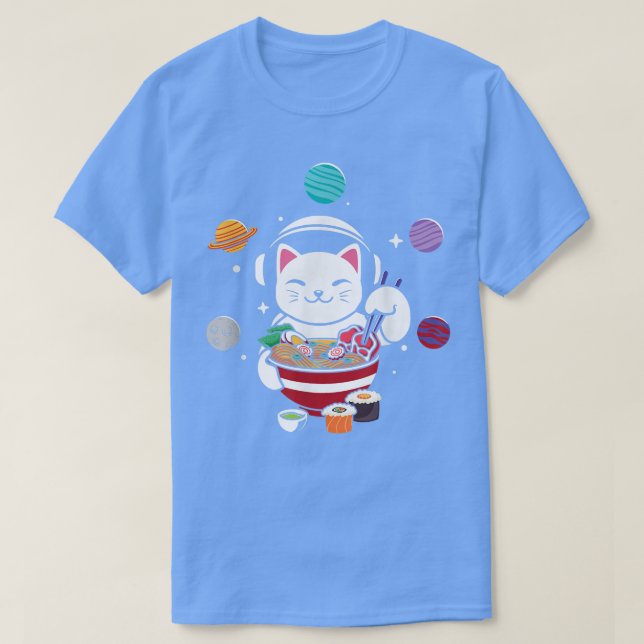 Camiseta Gato astronauta con ramen en el espacio Anime Neko (Diseño del anverso)