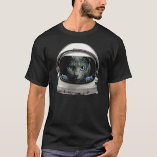 Camiseta Gato astronauta de casco espacial