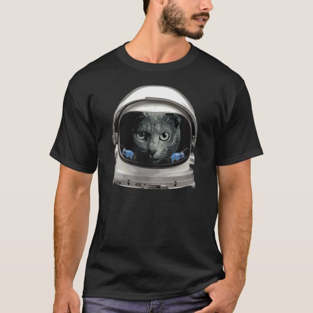 Camiseta Gato astronauta de casco espacial (Anverso)