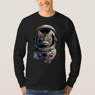 Camiseta Gato astronauta en arte acuático espacial