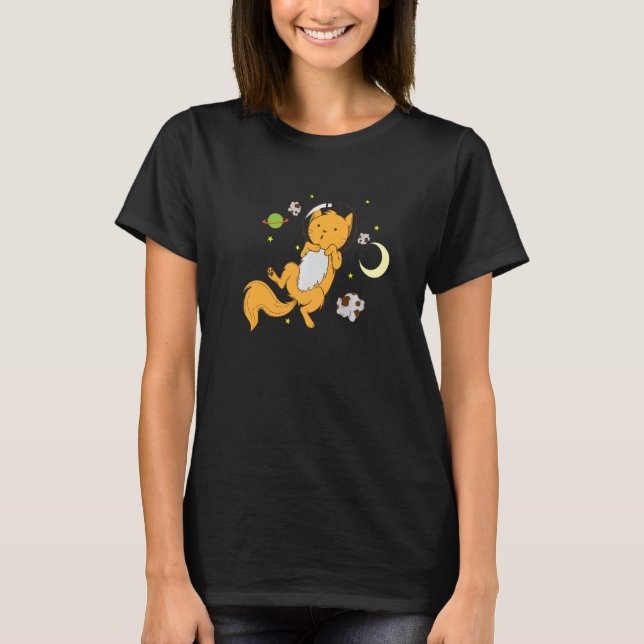 Camiseta Gato astronauta en el espacio (Anverso)